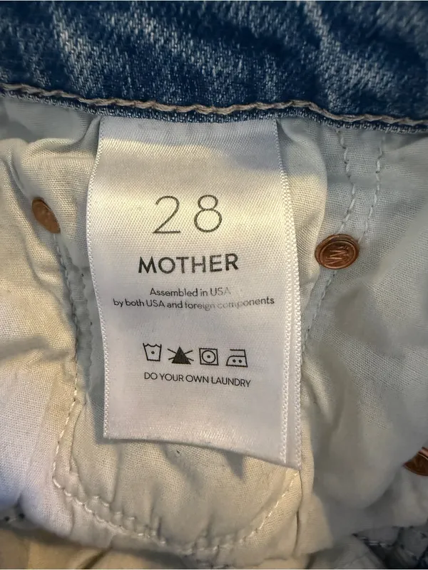 MOTHER High Waisted Rider Skimp Jeans 28 Bloom and Doom Distressed Straight Leg - Image 7