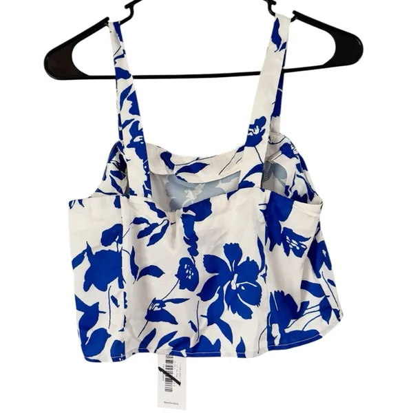 NWT Petal And Pup White Blue Floral Satin Crop Top Women’s Size Small - Image 3