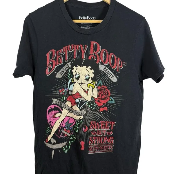 VINTAGE Y2K Betty Boop Women’s Graphic Tee in Black Multi Size M - Image 5