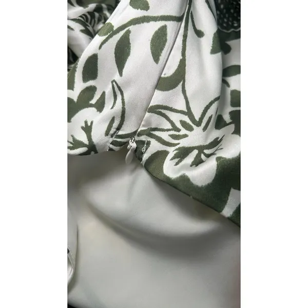 CIEBON Maxi Dress Halter Floral XL Green Cream Smocked Waist Pockets D5771-R2501 - Image 5