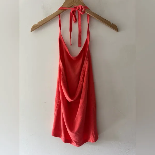 Aerie Bright Orange Coral Super Soft‎ Halter Tie Tank Top - Image 3