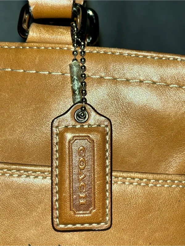 Coach Hamilton (or Hampton-style) cognac/tan leather tote bag with silver-tone - Image 5