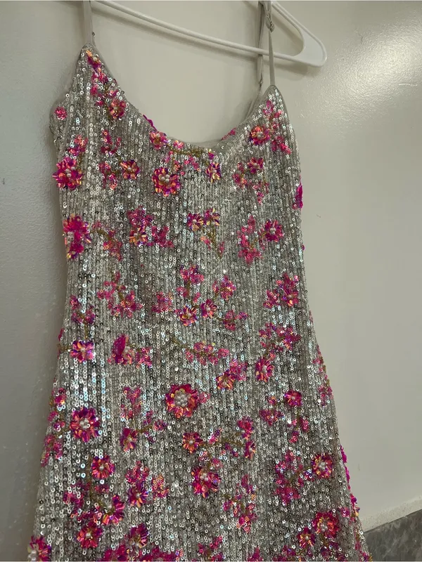 Lovers and Friends Maria Sequin Mini Dress in Silver And Pink | SIZE XS - Image 6
