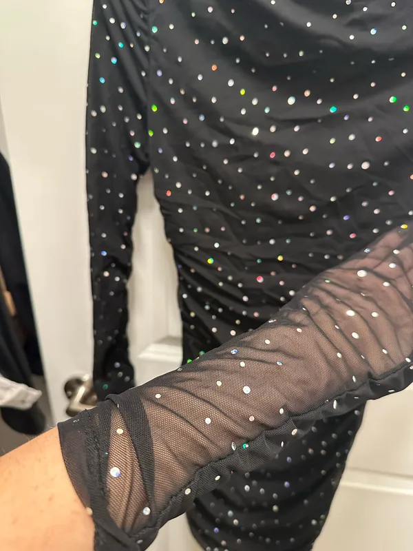 Black Sparkly Mini Dress  - Image 5