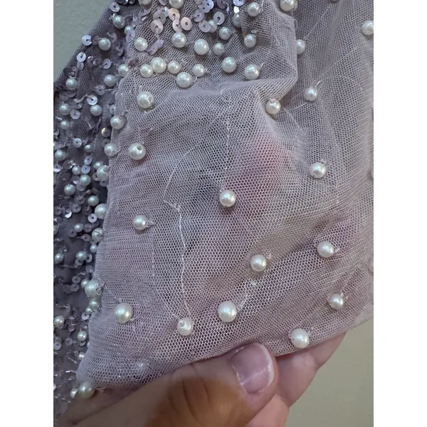 ADRIANNA PAPELL Pink Beaded Mesh Maxi Dress Size 6 Maxi - Image 8