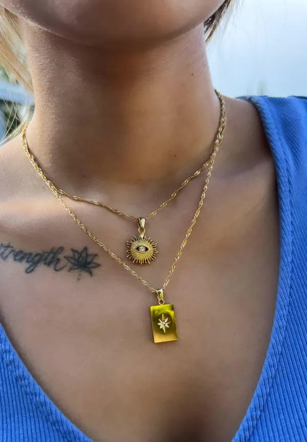 Boutique Gold Evil Eye Dainty Pendant Necklace - Image 3