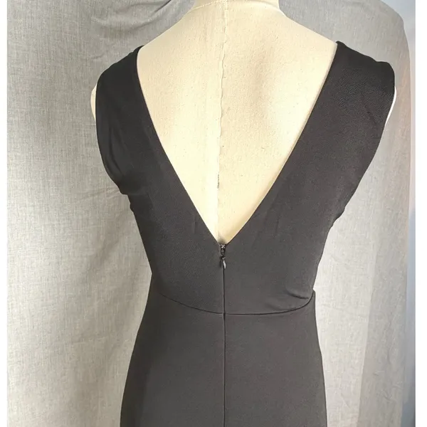 Birdy Grey Black V Neck Sleeveless Maxi Dress Side Slit Formal‎ Evening M - Image 4