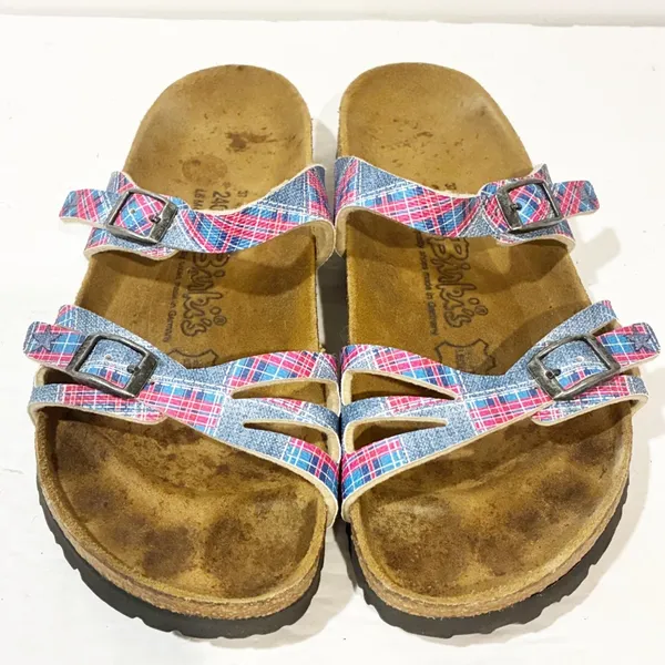 Birkenstock Birkis Size 6 Pink Plaid Double‎ Strap Buckle Sandal - Image 2