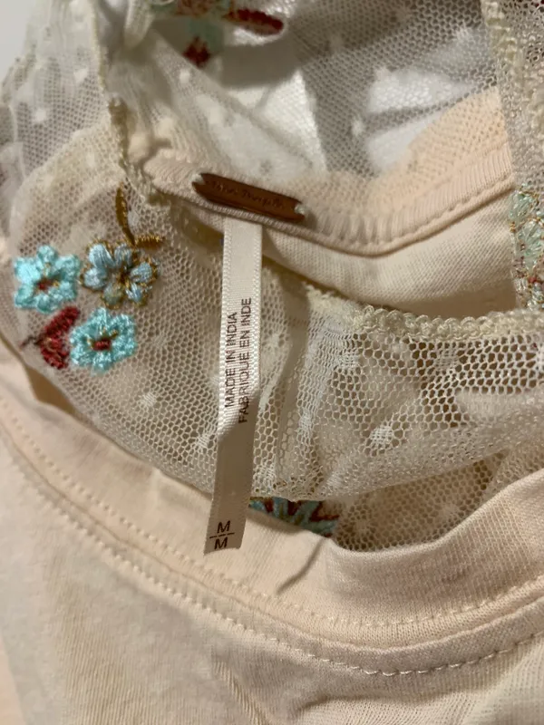 Free People Come Back Tee with Embroidered Sleeve - Image 4