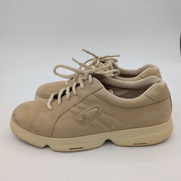 ECCO Flexzone Beige Leather Walking Sneakers Womens EU 38 US 7-7.5 Lace Up‎ Tan - Image 2