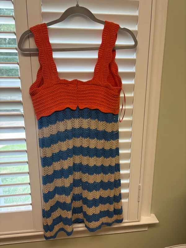 Zara crochet dress orange and blue - Image 4