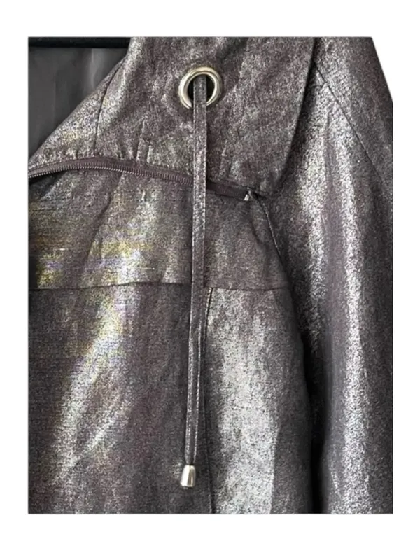 Sandro 𖦹 Cropped Swing Jacket 𖦹 Metallic Black + Silver Hardware 𖦹 Medium 𖦹 - Image 6