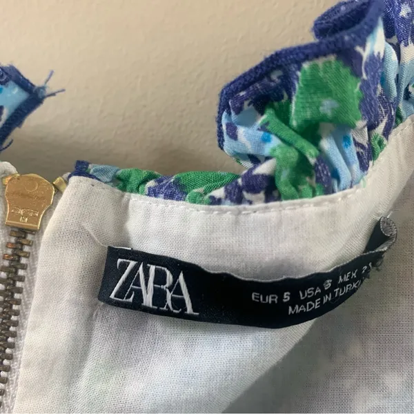Zara Floral Peasant Ruffle Cropped Top - Image 3