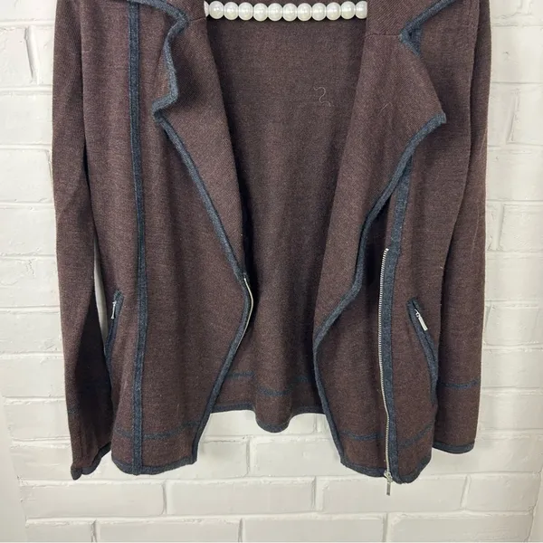 Krimson Klover Brown Knit Asymmetrical Zip Wool Jacket Size XS - Image 6