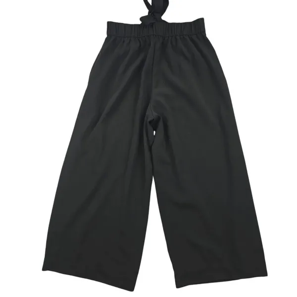 Zara -1310 Wide Leg Crop Pants‎ Tie Waist Black Women's Size XS - Image 3