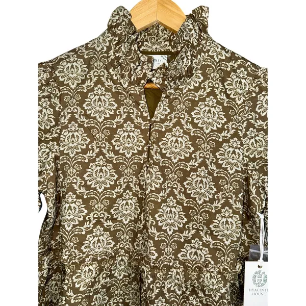 NWT Tuckernuck Hyacinth House Russell Moss Printed Olive Green Mini Dress Size S - Image 4