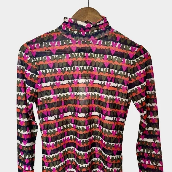 Emily Lovelock‎ MIRI Mesh Tulle Tee Pink XS Heart Print Y2K Valentines Day NWT - Image 6