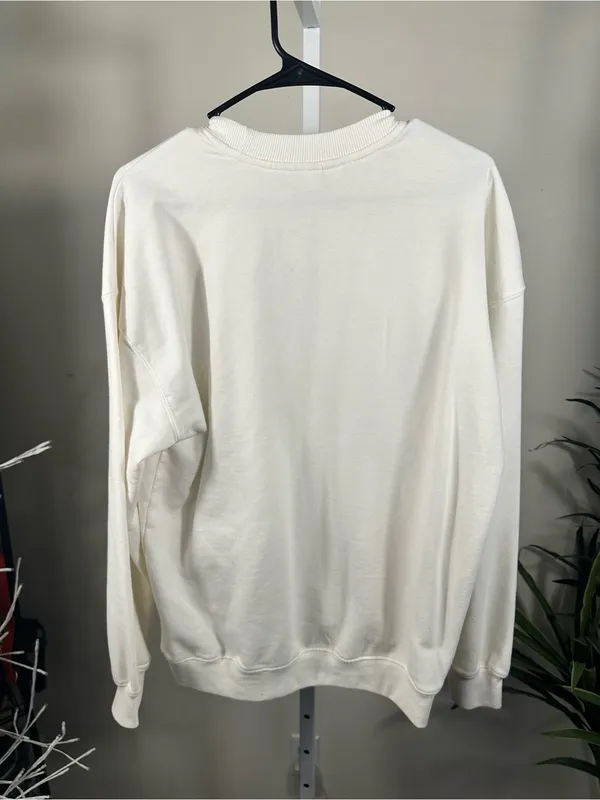 N268. Billabong women’s Cream Tropical Sunset Graphic Sweatshirt oversized - Image 4