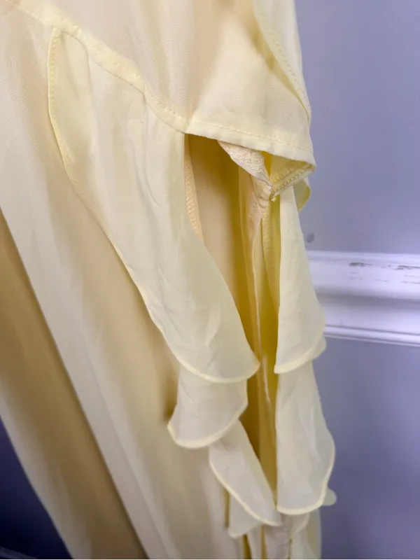 Saints & Secrets Jayna Ruffle Trim Split Dress Yellow size XS New READ - Image 3