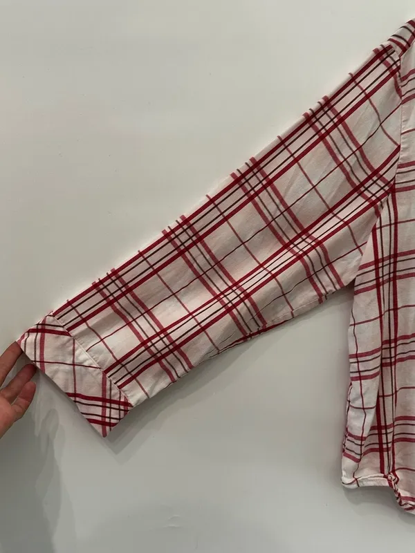 Victoria’s Secret Flannel Pajamas Peppermint Plaid Pink Red Large 2pc Pant Set - Image 4
