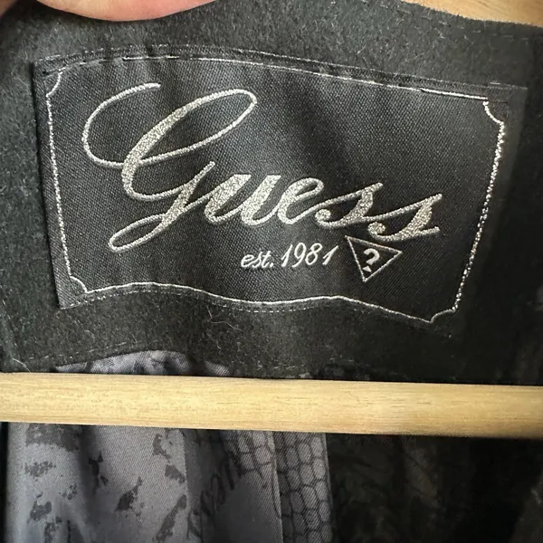 Guess Pea Coat y2k Black Wool Blend Tweed Preppy Capsule Large - Image 3