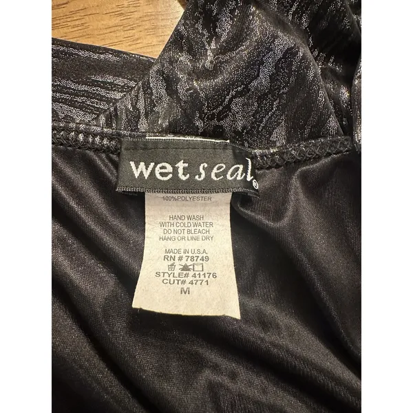 Vtg Y2K Wet Seal Metallic Party Mini Dress Festival Rave Futuristic Cyber Medium - Image 3