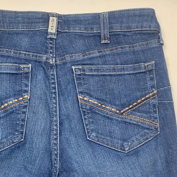 Ariat size 31 short high rise straight Real Denim Jeans Blue Stitching cowgirl r - Image 10