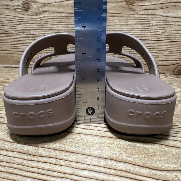 Crocs Monterey‎ Metallic Wedge Shoes Sz 7 Slip On Comfort Cushion Sandals 207144 - Image 3