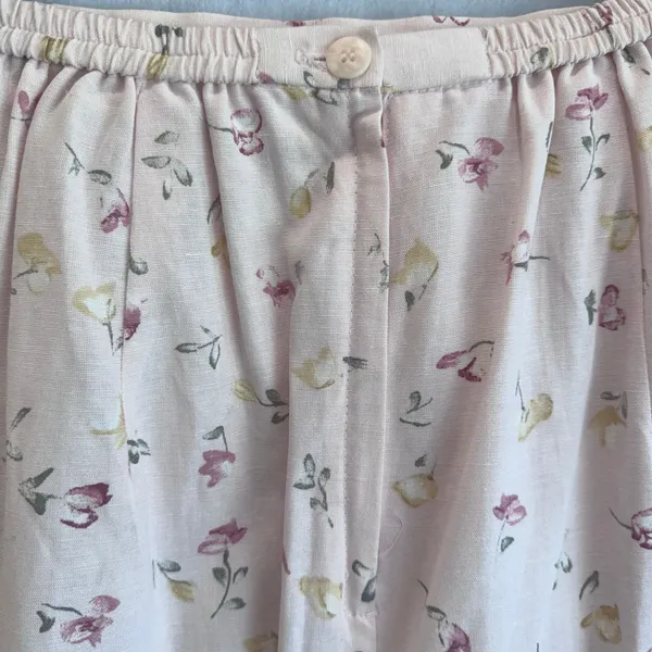 Coldwater Creek Linen Blend Floral Midi Skirt Pink White Cottagecore vintage M - Image 7