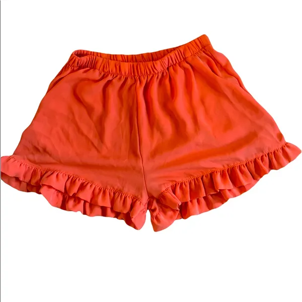 Tyche Shorts Bloomer Elastic Waist Ruffle Womens Small Flirty Pumpkin Orange - Image 10