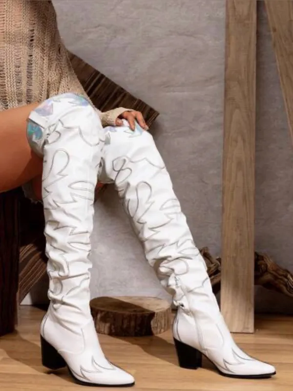 Western holographic thigh high cowgirl boots - Image 2