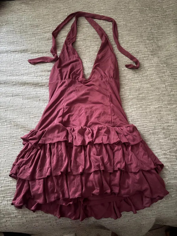 Princess Polly Under the Moonlight Halter Playsuit Wine - Image 3