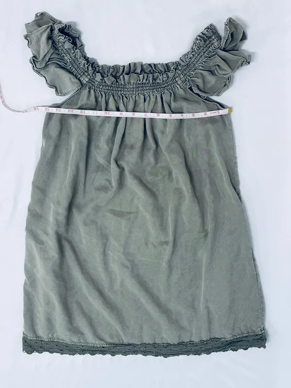 Smocked Off Shoulder Mini Dress - Army Green - S - Image 17