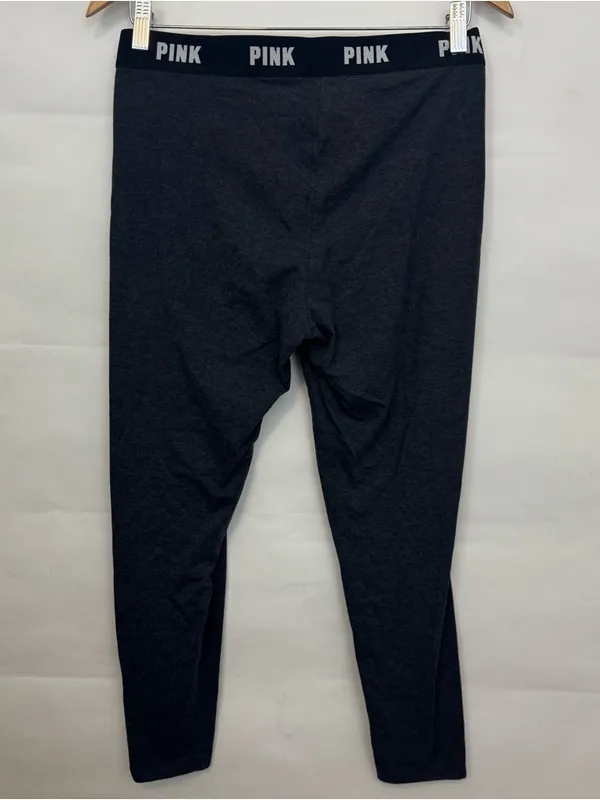 Victoria's Secret's PINK charcoal Leggings with Logo Waistband Large - Image 3