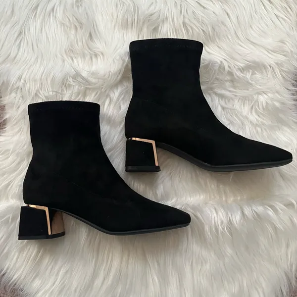 Black suede booties Size 5.5 - Image 2