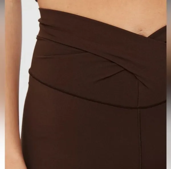 Aerie Offline Chocolate Brown High-Waist Twist Flare Leggings - Image 3
