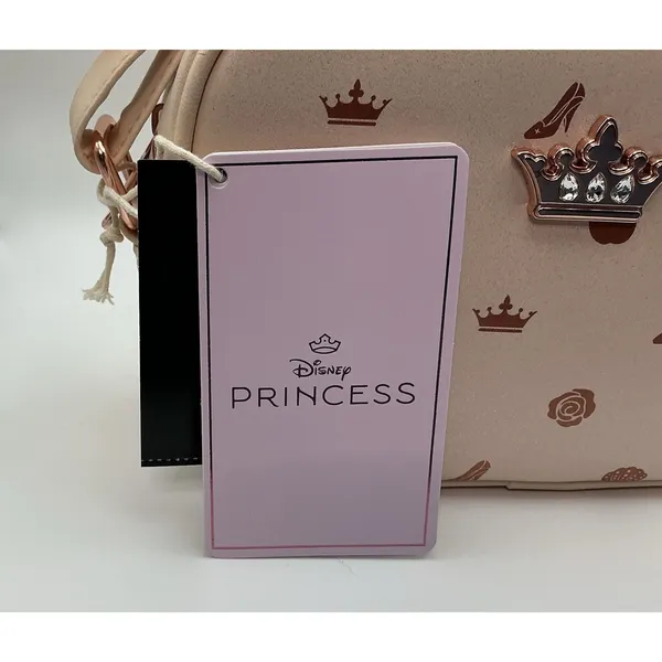 Loungefly Disney Princess Crossbody Bag Beige Rose Gold Crown Faux Leather New - Image 3
