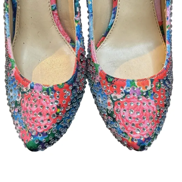 Gianni Bini Shoes Womens Size‎ 6.5 Floral Rhinestone Pumps Stiletto Heels - Image 2