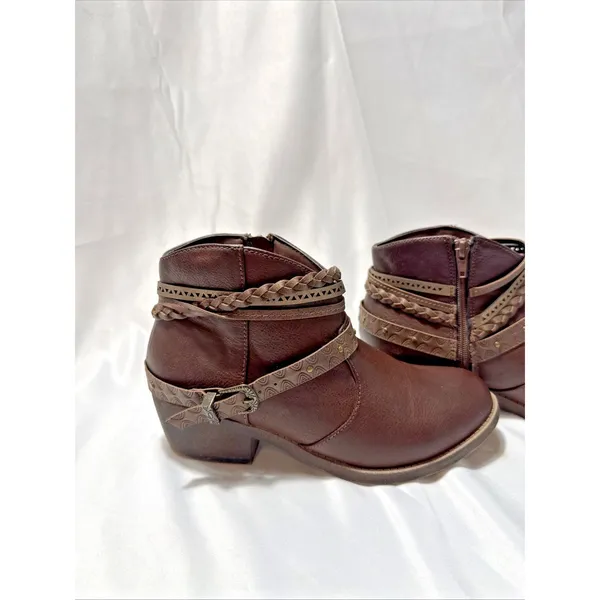 Jellypop Brown Leather Ankle Boots Women's 7.5M Zippered - Image 3