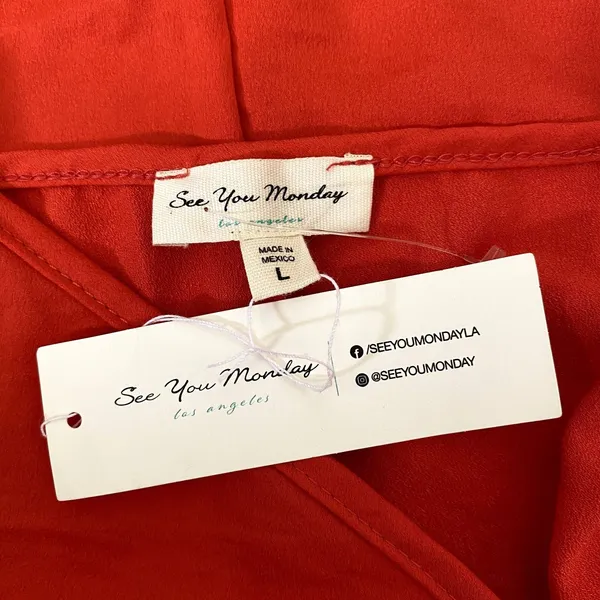 NWT See You Monday Midi‎ Slip Dress Solid Coral Orange Party Size Large - Image 5