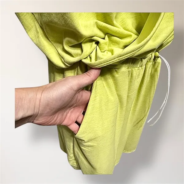 New Old Navy Active‎ XL Lime Breathe On Wrap V-Neck Romper Pockets Drawstring - Image 5