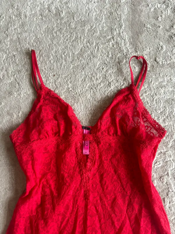Victoria’s secret the lacie red all over lace chemise slip dress - Image 5