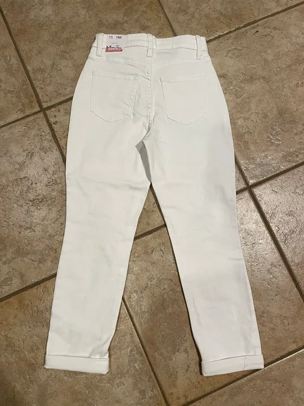 YMI Hybrid denim White Distressed Mom Jeans High Rise Dream Fit Size 3 New - Image 2