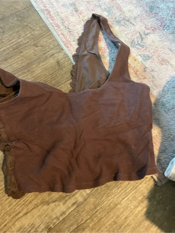 Aerie Brown Lace Crop Tank Top - Women - Image 8
