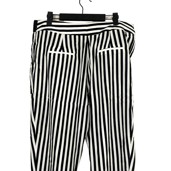 NWT Sans Souci Striped Lightweight Satin Feel Trouser Ankle Pant M Black White - Image 7