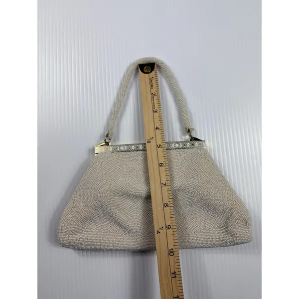 Vintage White Micro Beaded Clutch Purse Handmade‎ by Mr. John - Image 2