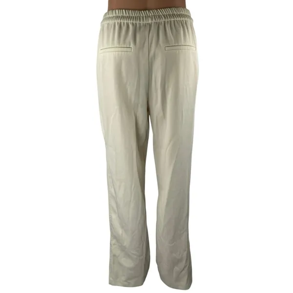 Zara Women's Beige Cream High Waisted Drawstring Flare Trousers Pants Size S - Image 3