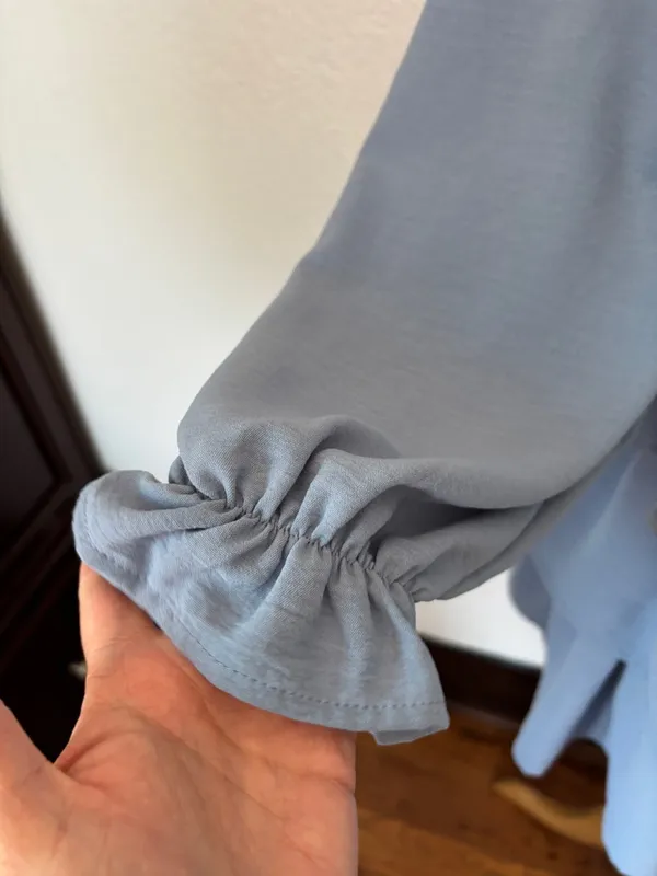Blue Milkmaid Cottage Long Sleeve Ruffle Dress - Image 3