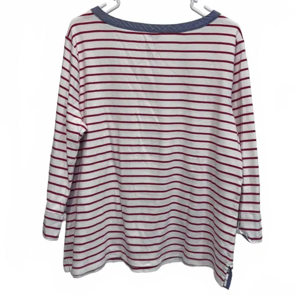 Nautica Striped Chambray Cuffed Sleeve Cotton Top Plus Size XXL - Image 4
