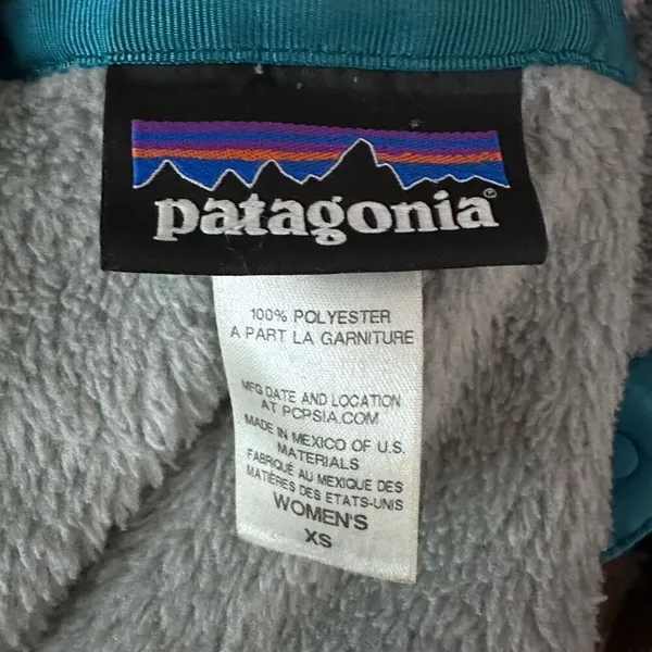 Patagonia Re-Tool Snap T Fleece Pullover Gray Teal Quarter Snap Kangaroo Pocket - Image 5